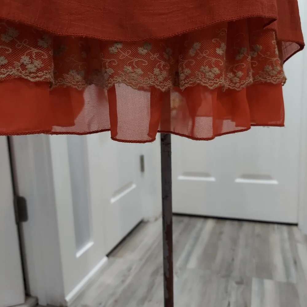 Urban Mango burnt orange dress Fully Lined V Neck Size Medium